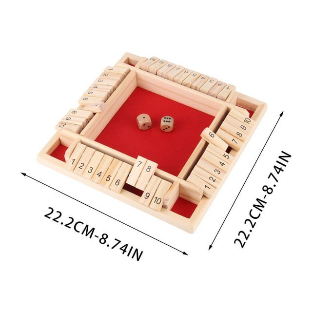 Cagogo under $5 Shut The Box Game, Four Sided Flipping Card Game, Shut The Box Wooden Dice Game, Family Party Math Learning Game, Portable Board Game for AdultsKids, Travel Camping Bar Game