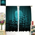 thumbnail image 2 of Halloween Curtains，Funny Pumpkin Bats Horror Forest Castle Pattern Drapes Window 2 Panel Rod Pocket Curtain for Girls Boys Bedroom Living Room Decor 28" W X 40" L, 2 of 6