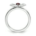 thumbnail image 2 of Sterling Silver Polished Garnet Flower Ring, 2 of 5