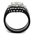 thumbnail image 3 of Womens Black Ring Anillo Para Mujer Stainless Steel Ring with AAA Grade CZ in Clear Adalia, 3 of 4