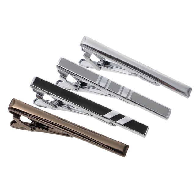 4pcs Fashion Tie Clips Copper Necktie Clasps Business Tie Clamp (Assorted Color)