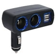 thumbnail image 1 of PENGX AoHao Car Charger Cigarette Lighter Adapter With 2 Socket Adapter Dc Outlet Car Splitter 120w 12v/24v Dual Usb Charger Extension For   Android kindle  Gps(Black), 1 of 8