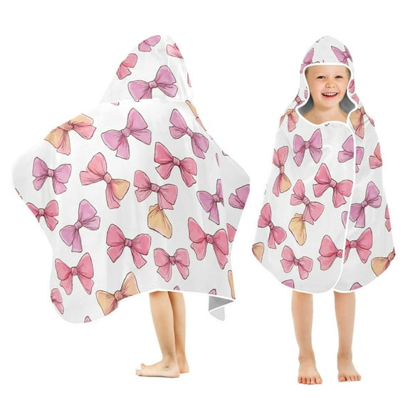 joogoo Cute Bows Kids Hooded Beach Towel Baby Bath Towel 23.5"x50"