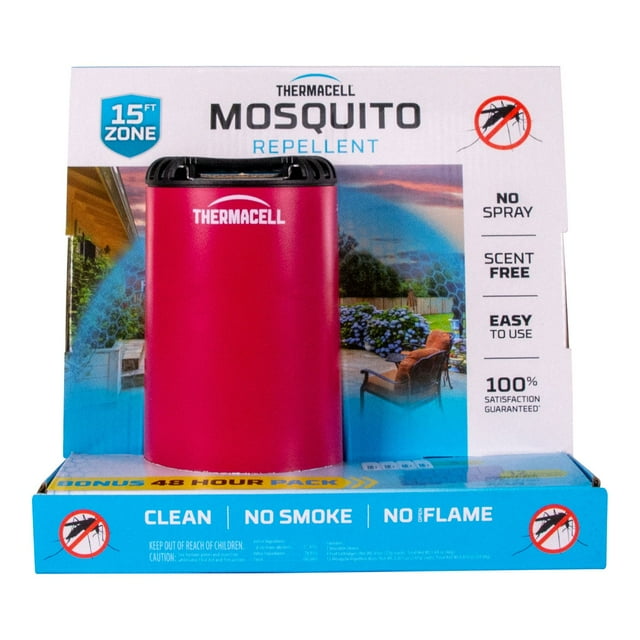 Thermacell Patio Shield Mosquito Repeller, Bonus Pack with 48 Hours of Mosquito Protection, Choose Color