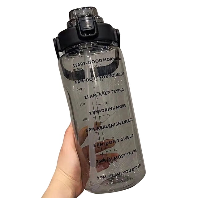 SAYOO Taza de agua con pajita de silicona, mango 2000ML Botella deportiva a prueba de fugas de gran capacidad SAYOO Moda