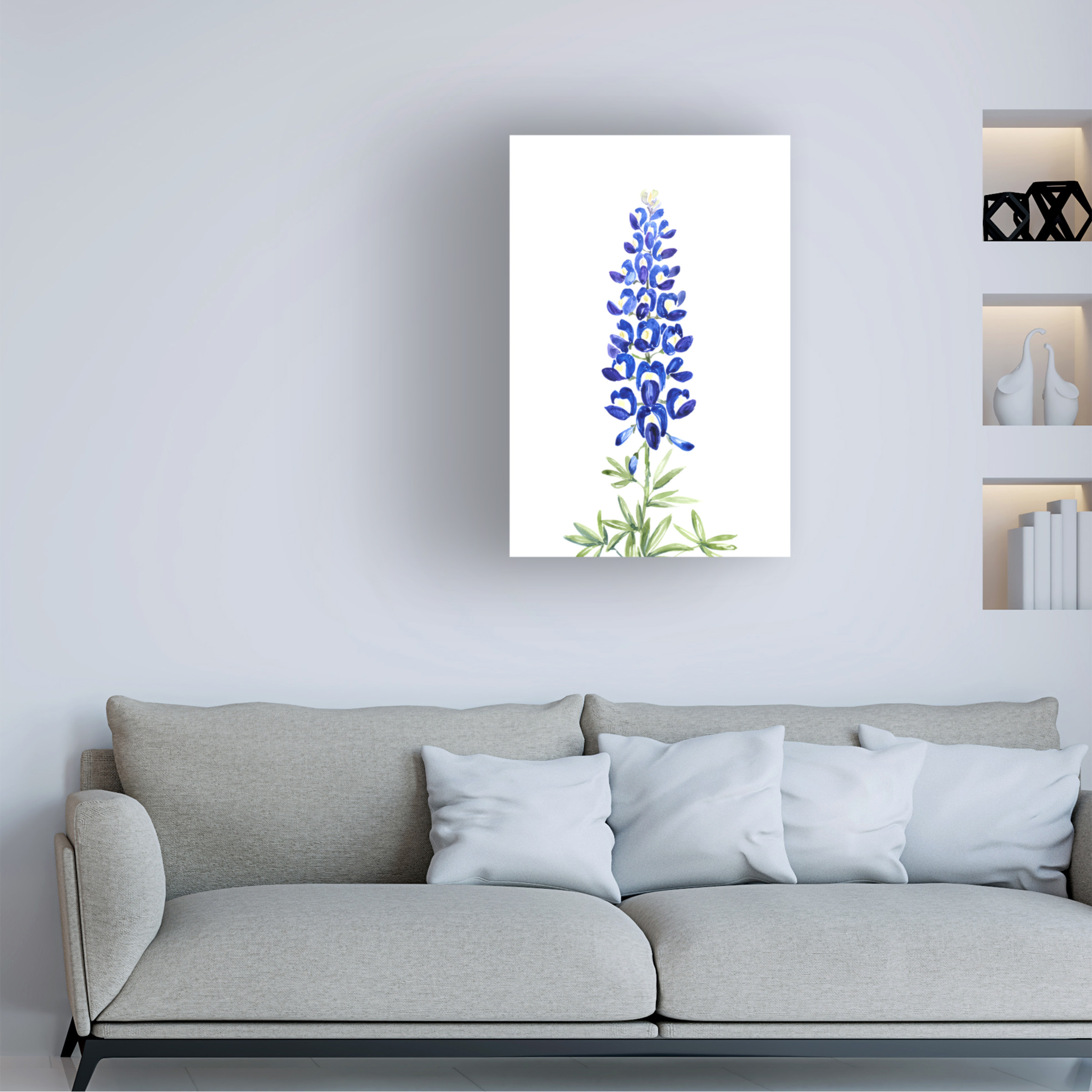 Canvas Wall Art - blursbyai 'Watercolor Texas Bluebonnet' Wall Art for Living Room, Bedroom, or Office Décor by Trademark Fine Art - 30 x 47 Inches - 30x47