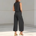thumbnail image 5 of XFeng.Women's Sleeveless Lace Two Piece Shorts Set, Solid Color Round Neck Hollow Out Casual Romper Outfit.Black.L, 5 of 5