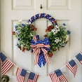 thumbnail image 3 of Fuebueo Patriotic Wreath for Front Door, 17.72 Inch Independence Day Decoration with Red White Blue Flowers and Large Bow, Artificial Americana Wreath for July 4th and Memorial Day, 3 of 7
