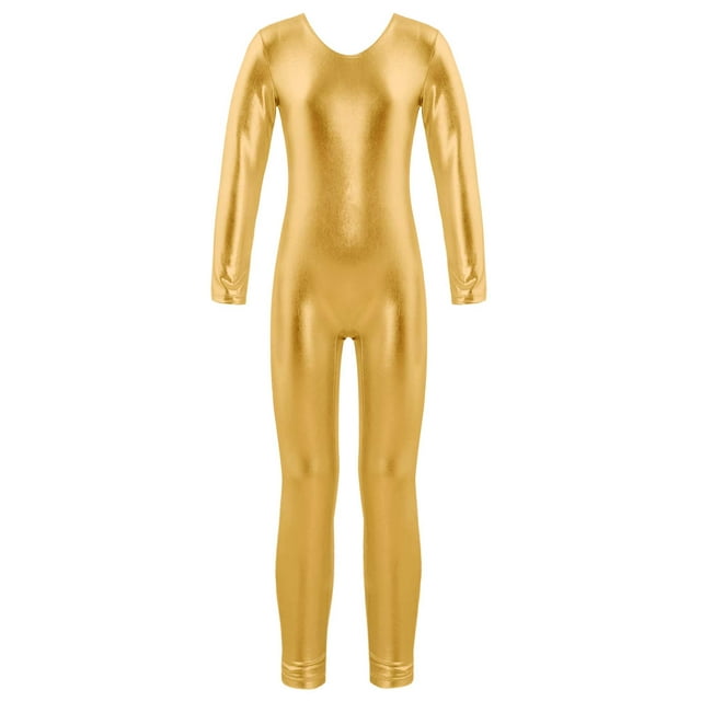 TSSOE Justaucorps de Gymnastique à Manches Longues pour Filles, Combinaison de Danse Ballet, Doré 8