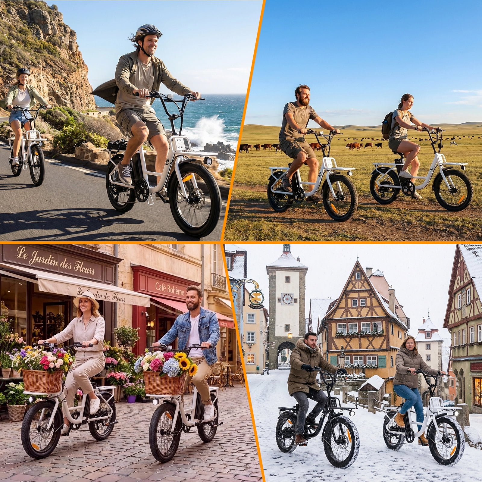 Zoonlai Electric Bike for Adults,750W Motor 48V 10Ah Removable Battery,20" Fat Tire,City Urban Commuting Bicycles,UL2849