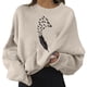 thumbnail image 3 of Gibobby Sudaderas de moda Sudaderas para mujer Cuello redondo corto Casual Manga larga Estampado Camisa Blusa （Beige， M), 3 of 4