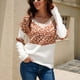 thumbnail image 4 of Suéter de punto con cuello en V y estampado de leopardo, manga larga, suéter informal de moda para mujer, 4 of 8