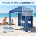 thumbnail image 2 of Zateety 5.8' X 5.8' Portable Beach Umbrella with Double-Top, Ruffled Outdoor Cabana with Walls, Vents, Sandbags, Carry Bag, Blue Stripe, 2 of 12