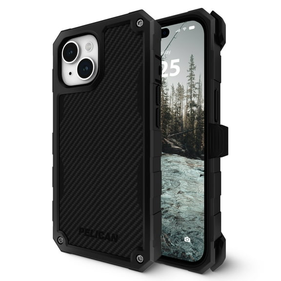 Pelican Shield Kevlar Series Apple iPhone 15 Case [MagSafe Compatible] 21ft MIL-Grade Drop Protection - Black