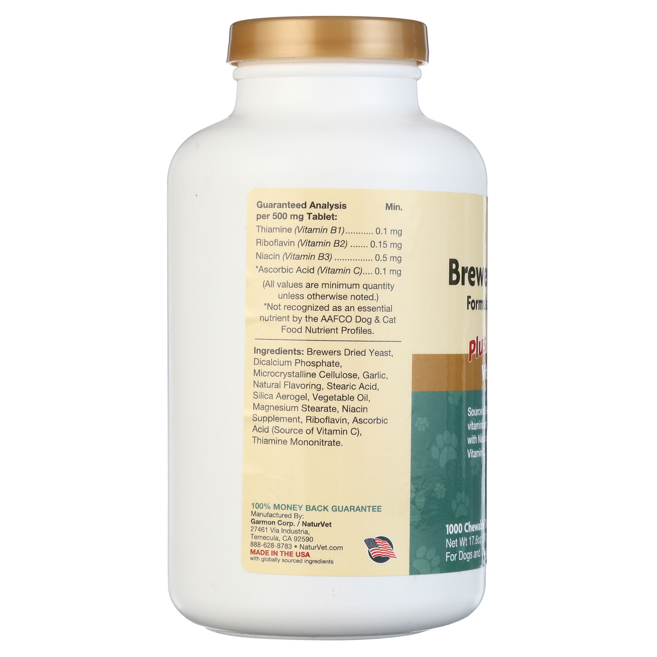 Buy NaturVet Brewer's Yeast & Garlic for Dogs & Cats, 1000 Tablets