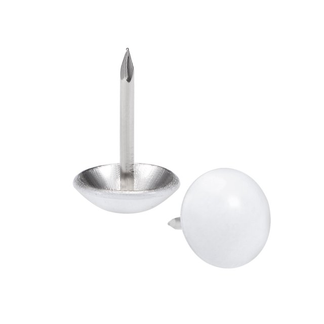 Unique Bargains Clous de Rembourrage 11mm Tête Ronde Blanche 17mm Longueur Épingles à Pousser 100 Pcs
