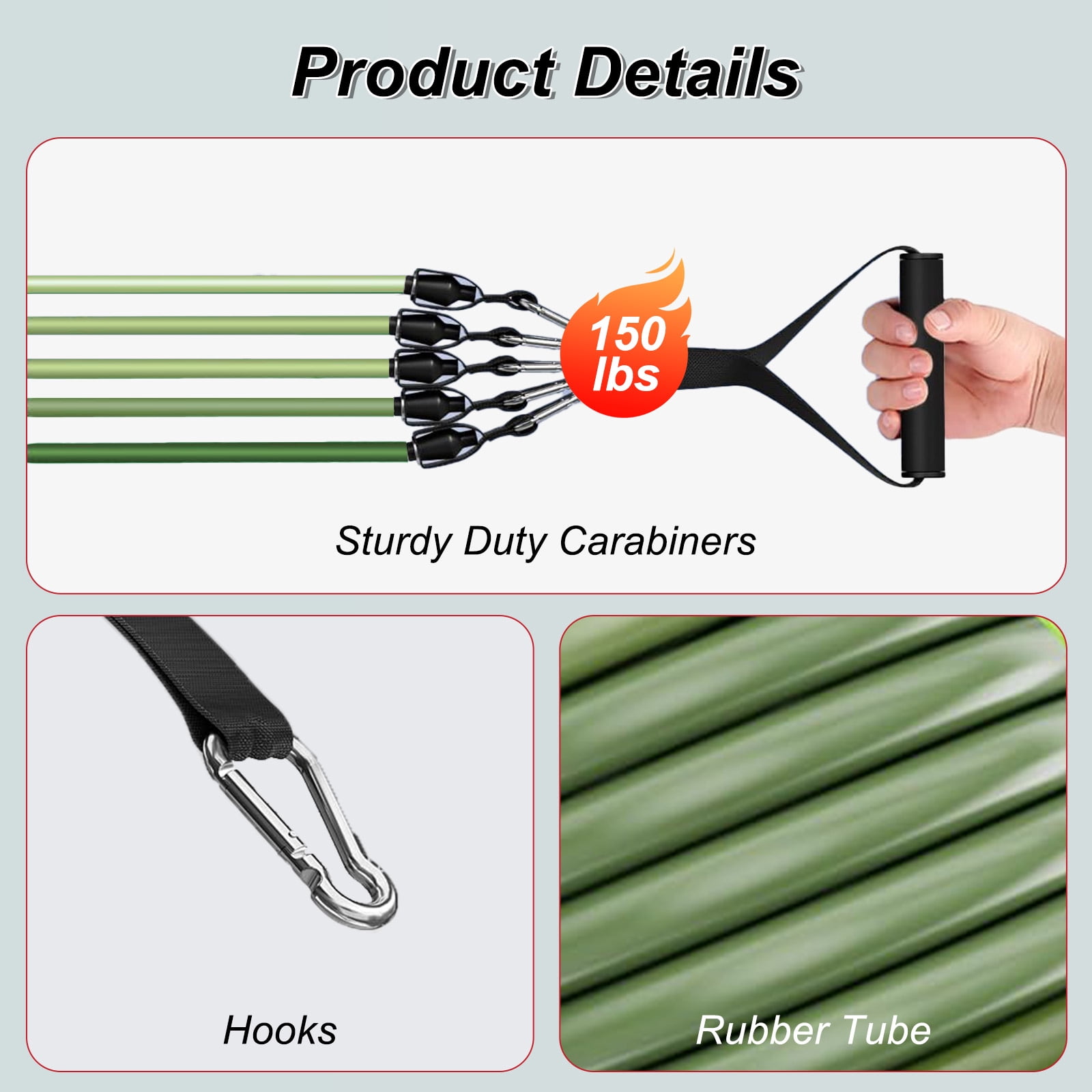 Gaderth 5 Pcs Exercise Resistance Bands with Handles Physical Resistance Tube Workout Bands, Adjustable Resistance Bands, TPE Material for Muscle Toning Strength Training