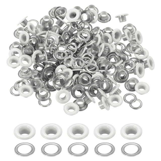 Uxcell 110 Pcs Ojetes con Arandelas 3/16" Kit de Grommets Blanco
