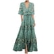 thumbnail image 2 of Delliss Vestidos elegantes de verano para mujer Vestidos hasta el tobillo para mujer Vestidos de moda con manga en el codo Vestidos largos con estampado de dama con manga Rosa fuerte M,Green,S, 2 of 6