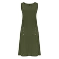 thumbnail image 5 of Danhjin Women's Summer Linen Midi Long Beach Tank Dress Casual Flowy Loose A-Line Tank Dress Crewneck With Hem Dress Vacation Outfits Wrinkle-Free With Pockets, 5 of 6