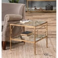 thumbnail image 2 of Home Square Metal and Tempered Glass Cube Table in Gold - Set of 2, 2 of 3