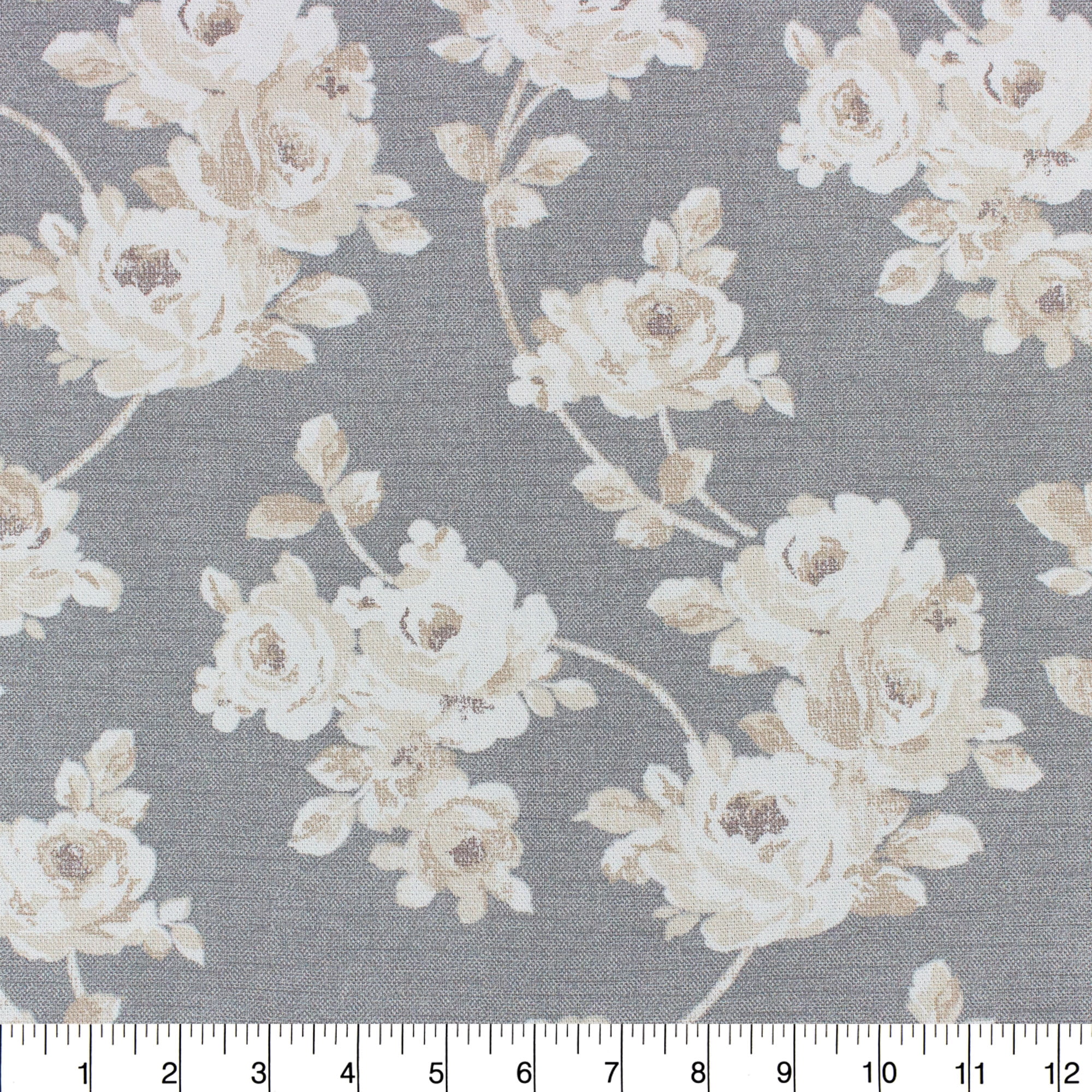 Better Homes & Gardens 54” 100% Cotton Fabric, 8 Yard by the Bolt, Floral Blooms Grey