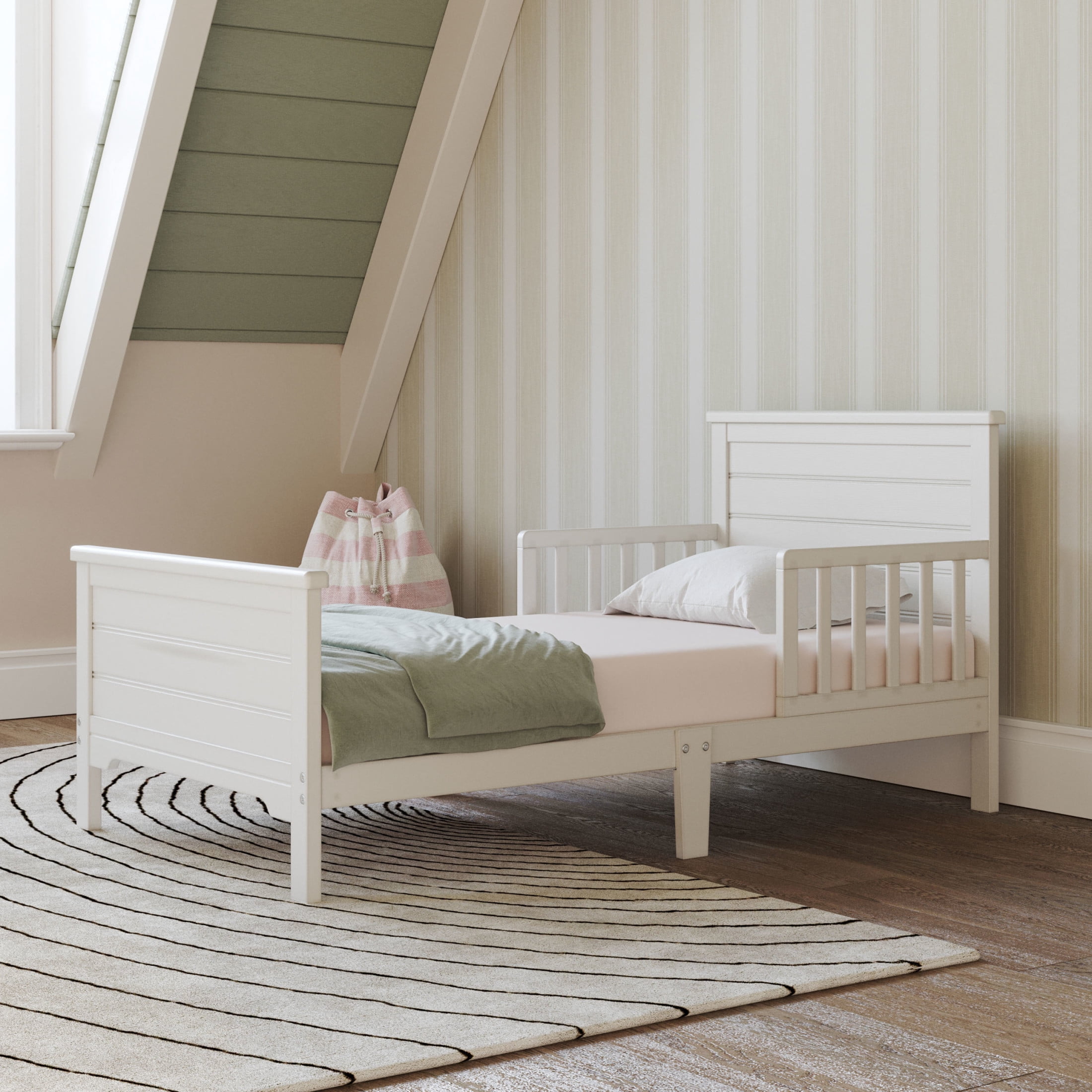 Child Craft Woodland Toddler Bed and Dresser Bedroom Set, Low to Ground Design, Brushed Cotton, 2-Piece