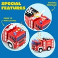 thumbnail image 3 of Joyfy 4 Packs Emergency Vehicle Playset, Friction Powered Truck Toy Include Ambulance, Fire Truck, Police Car and Helicopter, Birthday Gifts for 2 3 4 5 6 Years Old, 3 of 9