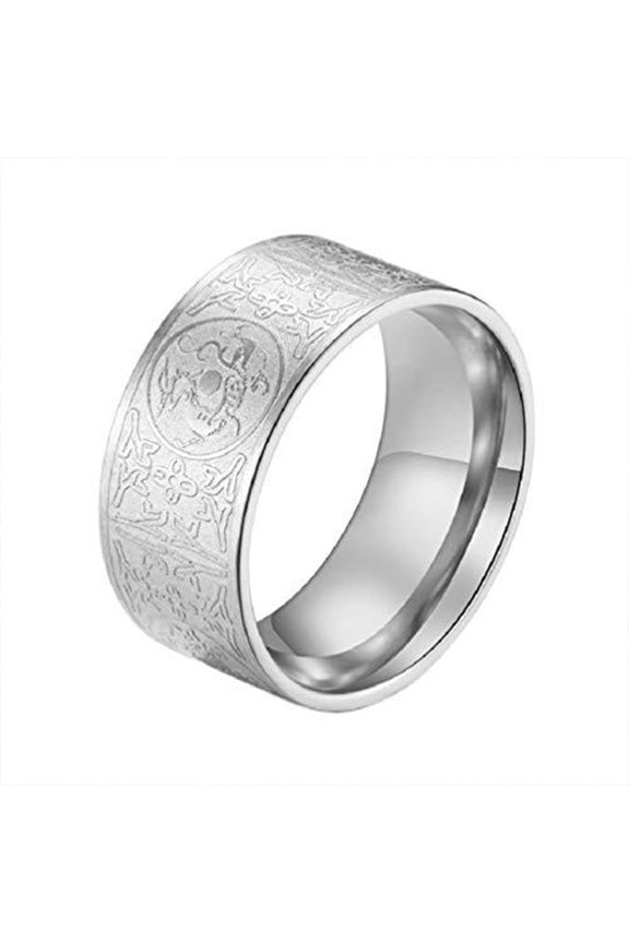Stainless steel ring ancient 4 guardian beast, dragon, white tiger, suzaku, basalt carving