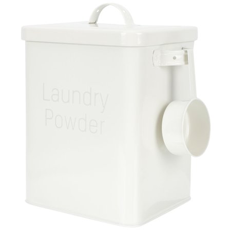 Niceauty Home Laundry Storage Container White Metal Powder Box with Scoop Included