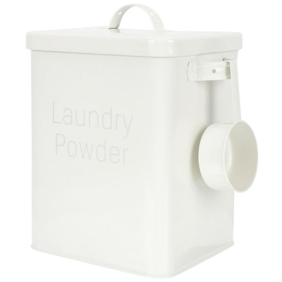 Niceauty Home Laundry Storage Container White Metal Powder Box with Scoop Included