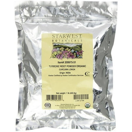 Starwest Botanicals Organic Medicinal And Botanical Herbs Turmeric Root Powder, 1 LB