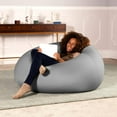 thumbnail image 2 of Jaxx Nimbus Spandex Bean Bag Chair for Adults-Furniture for Rec, Family Rooms and More, Large, Silver, 2 of 8
