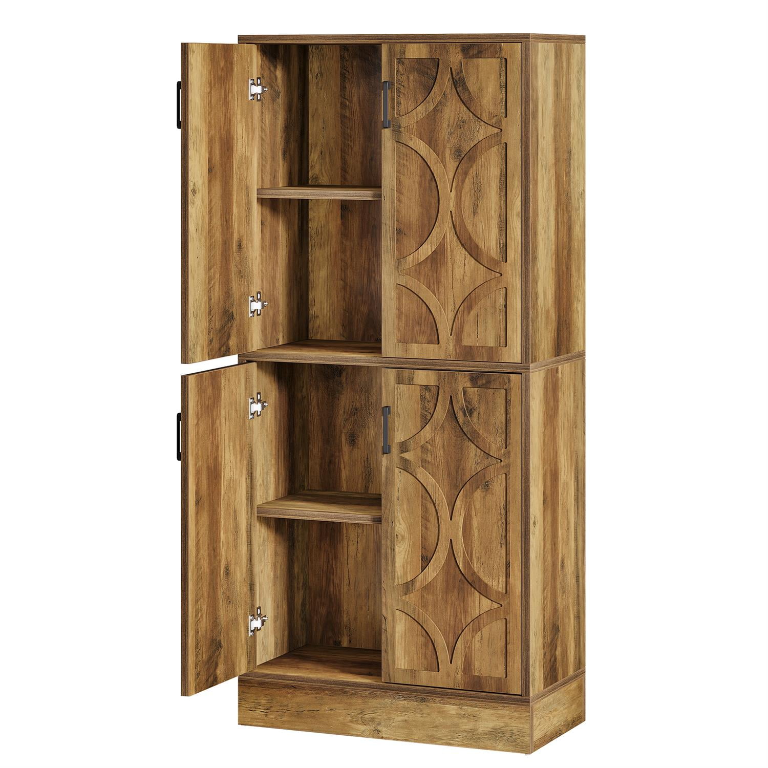 Demi Bonn 71" Bohemian Carved Wood Bookshelf, Stylish Storage Cabinet for Living Room, Versatile Bookcase with Decorative Accents, Brown