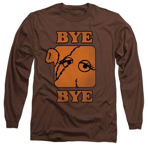 Sesame Street Bye Bye Long Sleeve Adult 18/1 T-Shirt Coffee