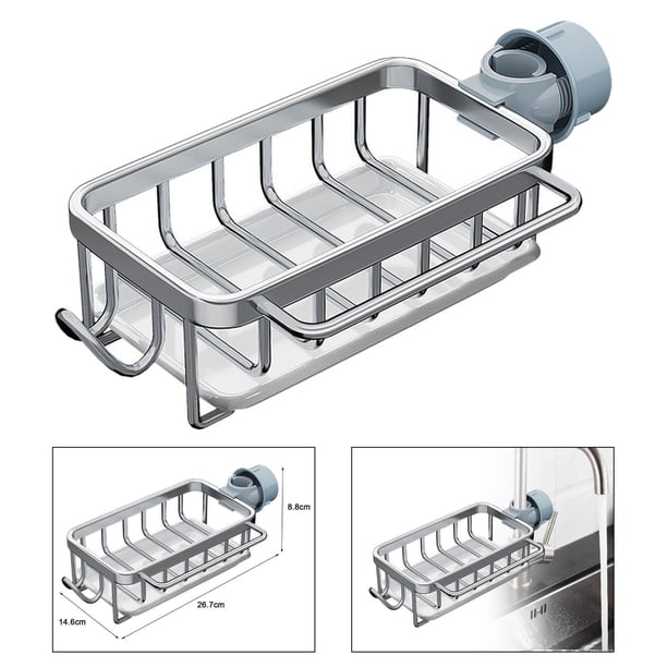 Estante para grifo de cocina, colgador para paños de cocina, fácil de instalar, soporte multiusos para esponja, escurridor para cocina y habitación argén
