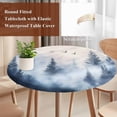 thumbnail image 5 of Mountain Peak Forest Round Fitted Table Cover Silhouette Tree Bird Waterproof Table Cloth with Elastic Edge Wipeable Tablecloth for Picnic Camping Party Fits 45"-54" Diameter, 5 of 8