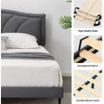 thumbnail image 4 of AsKmore Queen Size Bed Frame,Velvet Upholstered Platform Bed with Decorative Flower Line & Nailhead Trim Headboard with Wood Slat Support,No Box Spring Needed ,Mattress Foundation，Easy Assembly, Grey…, 4 of 6