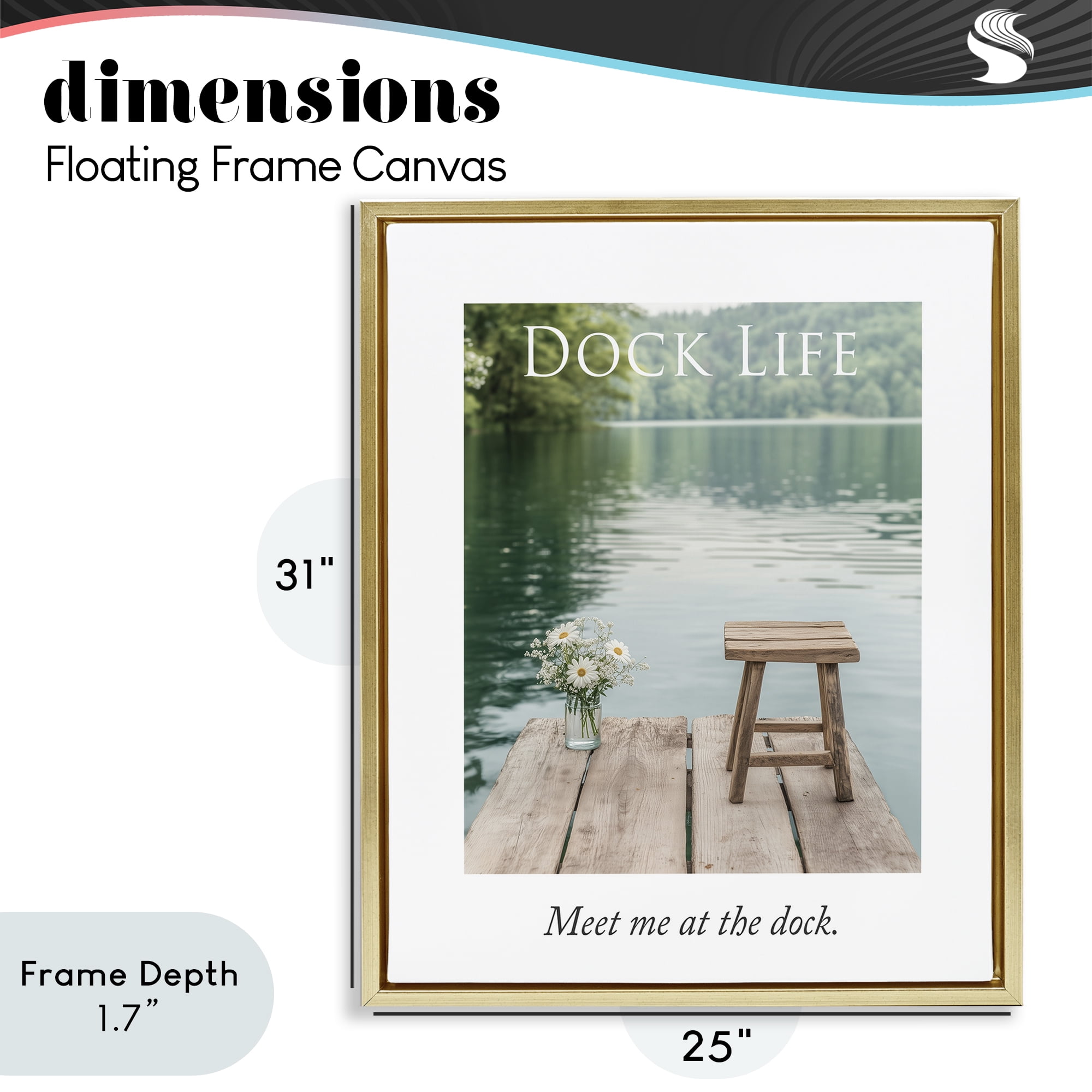 Stupell Industries Dock Life Calming Scenery Gold Framed Floater Canvas Wall Art, design by A Barefoot Stylist