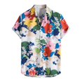 thumbnail image 1 of Camisas Para Hombre Manga Corta Hombres Primavera y verano Casual Solapa Estampado de un solo pecho Vacaciones Manga corta Camisa de vacaciones al libre (Blue, S), 1 of 7
