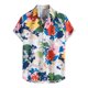 thumbnail image 1 of Camisas Para Hombre Manga Corta Hombres Primavera y verano Casual Solapa Estampado de un solo pecho Vacaciones Manga corta Camisa de vacaciones al libre (Blue, S), 1 of 7