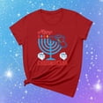 thumbnail image 2 of Penkiiy Happy Hanukkah Shirt Women Chrismukkah Shirt Cat Candle Shirt Love and Light T-Shirt Festival Short Sleeve Tops Red, 2 of 7