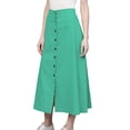 thumbnail image 1 of Women's Cotton A-line Button Front High Waist Front Slit Knee Length Skirt, Color : Sea Green, Size: XL, 1 of 6