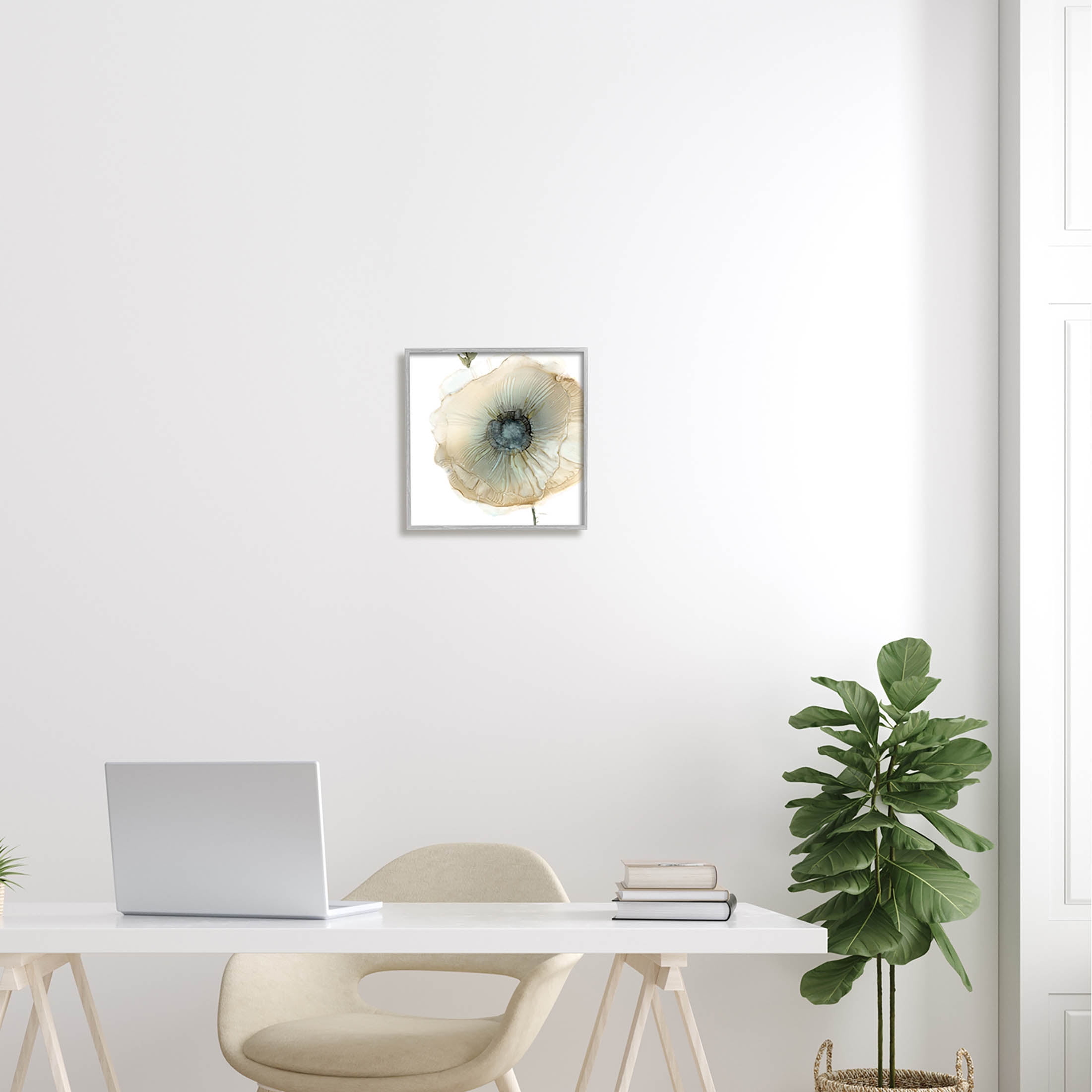 Stupell Industries Contemporary Flower Petal Poppy Blossom Graphic Art Gray Framed Art Print Wall Art, Design by Carol Robinson