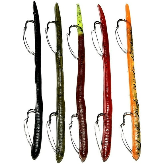 Delong Lures - 6" Weedless Kilr Worms for Bass, Pike, and Anything in Between (Variety 5-Pack)