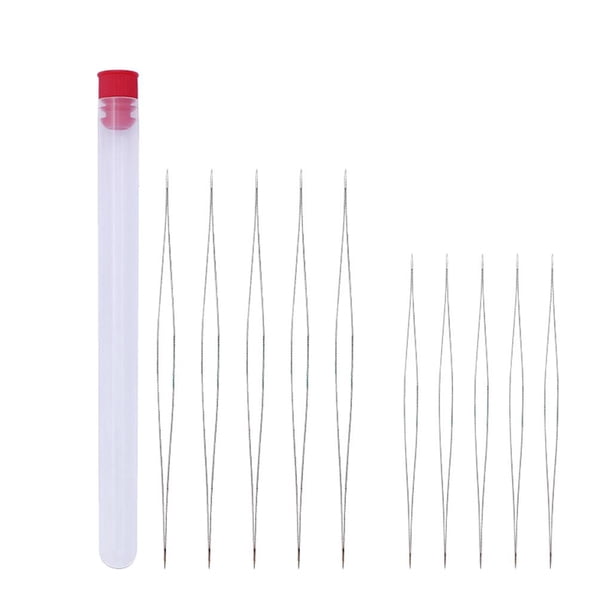Agujas para abalorios grande, 10 piezas, kit de herramientas para abalorios para joyas, 2 tamaños (4.5 \ u0026 3 pulgadas), botella trans Macarena Aguja para rebordear de acero inoxidable