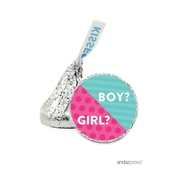 Boy or Girl? It´s A…Hershey´s Kiss Baby Shower Stickers, 216-Pack