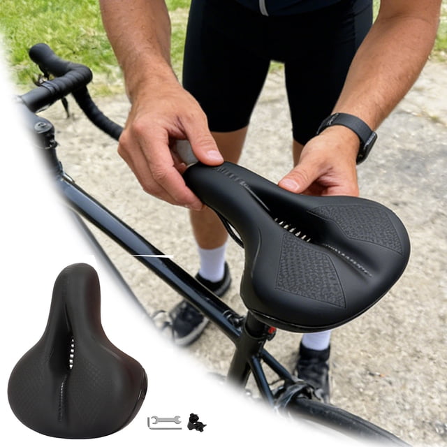 WIHJ Seat Ergonomic Shape For Hip Comfort Absorbing Design Breathable Fabric Suitable For Road & Biking Secure Installation Ergonomic Bike Saddle For Comfort And Absorption