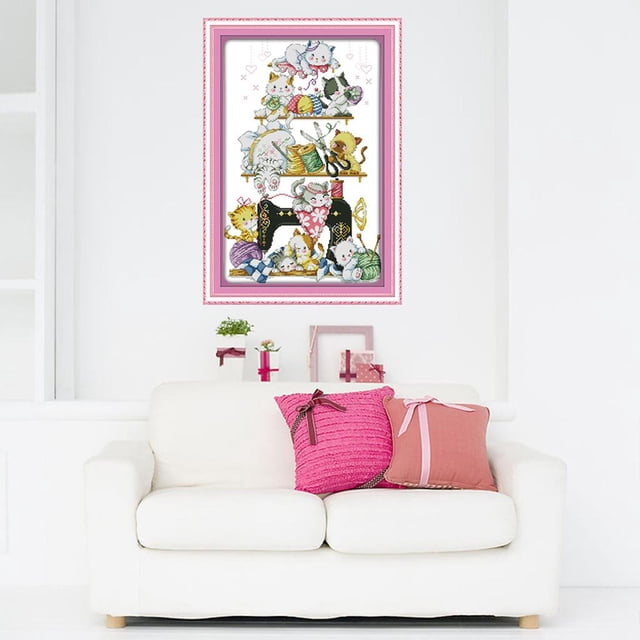 Kits de punto de cruz de animales gatos Macarena 11CT 45 x 66cm