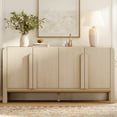 thumbnail image 5 of Wampat Mid Century Modern 3-Piece Bedroom Set 3-Drawer Dresser 2 Nightstands Wood Beige, 5 of 11